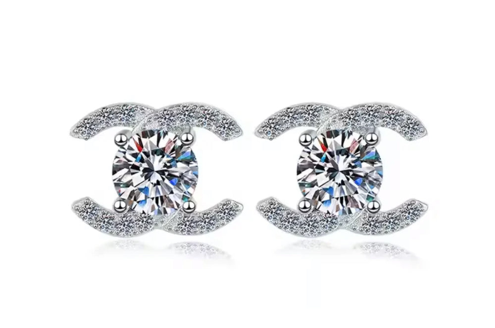 0.5ct Round Cut Sparkling Zircon 925 Sterling Silver Earrings