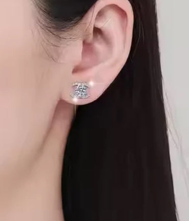 0.5ct Round Cut Sparkling Zircon 925 Sterling Silver Earrings