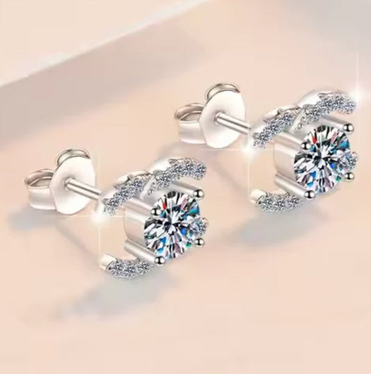 0.5ct Round Cut Sparkling Zircon 925 Sterling Silver Earrings