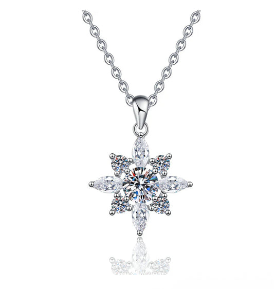 1Ct Round Cut D Grade VVS1 Pendant 925 Sterling Silver Moissanite Necklaces